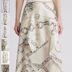 COS Chain Print Asymmetric Drape Satin Skirt, size 14